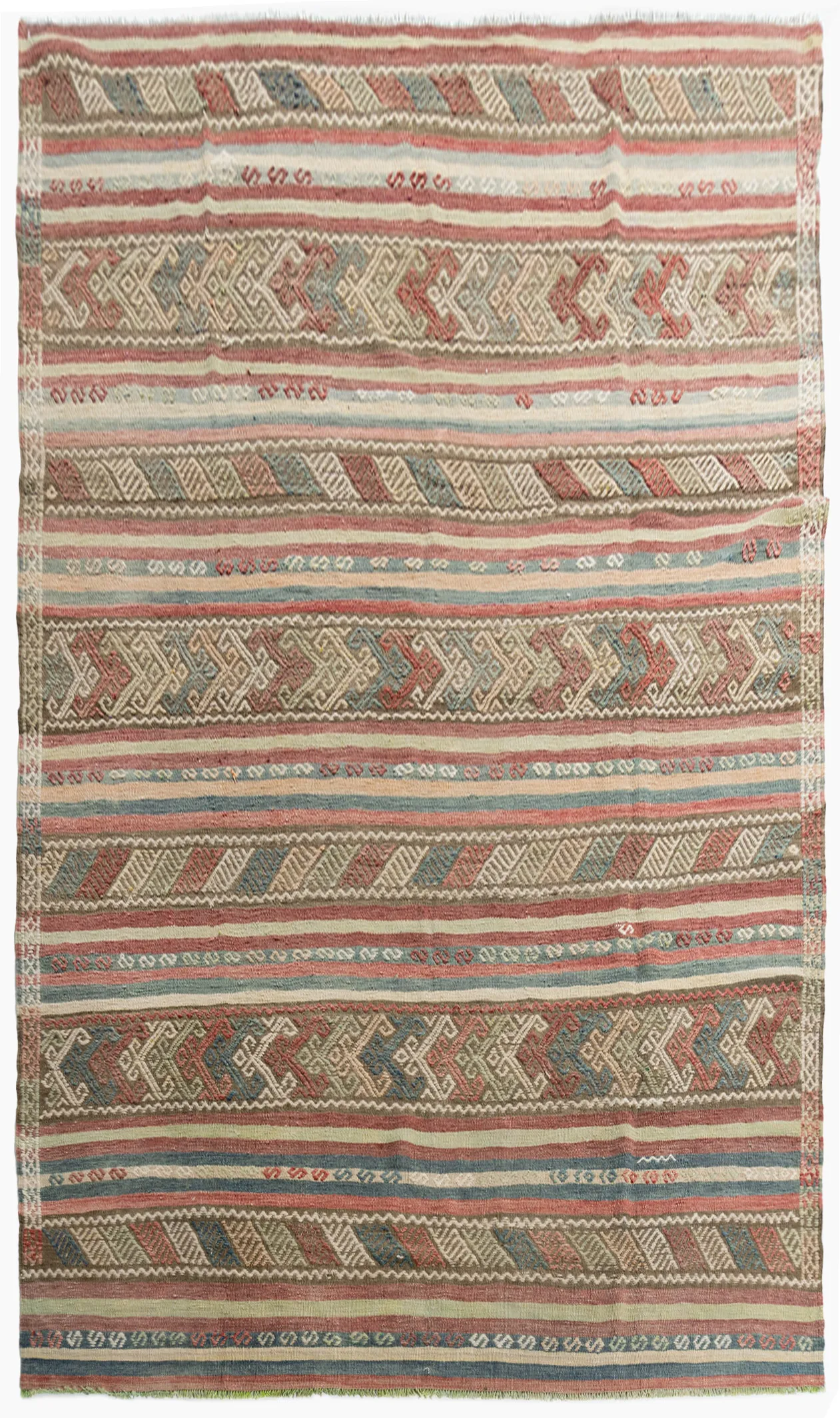 Turkish Flatweave Jajim Area Rug 6'5X9’1 - blue - blue