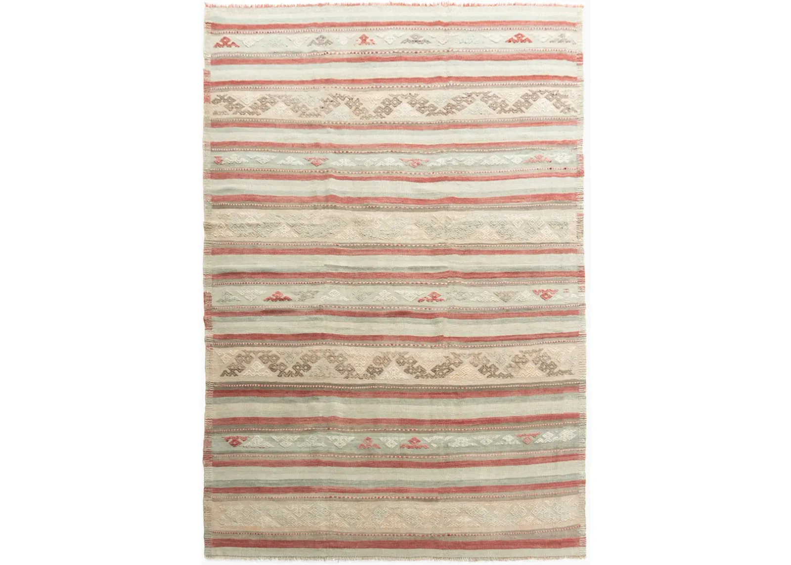 Turkish Jajim Area Rug 5' X 8'3 - Pink - Pink