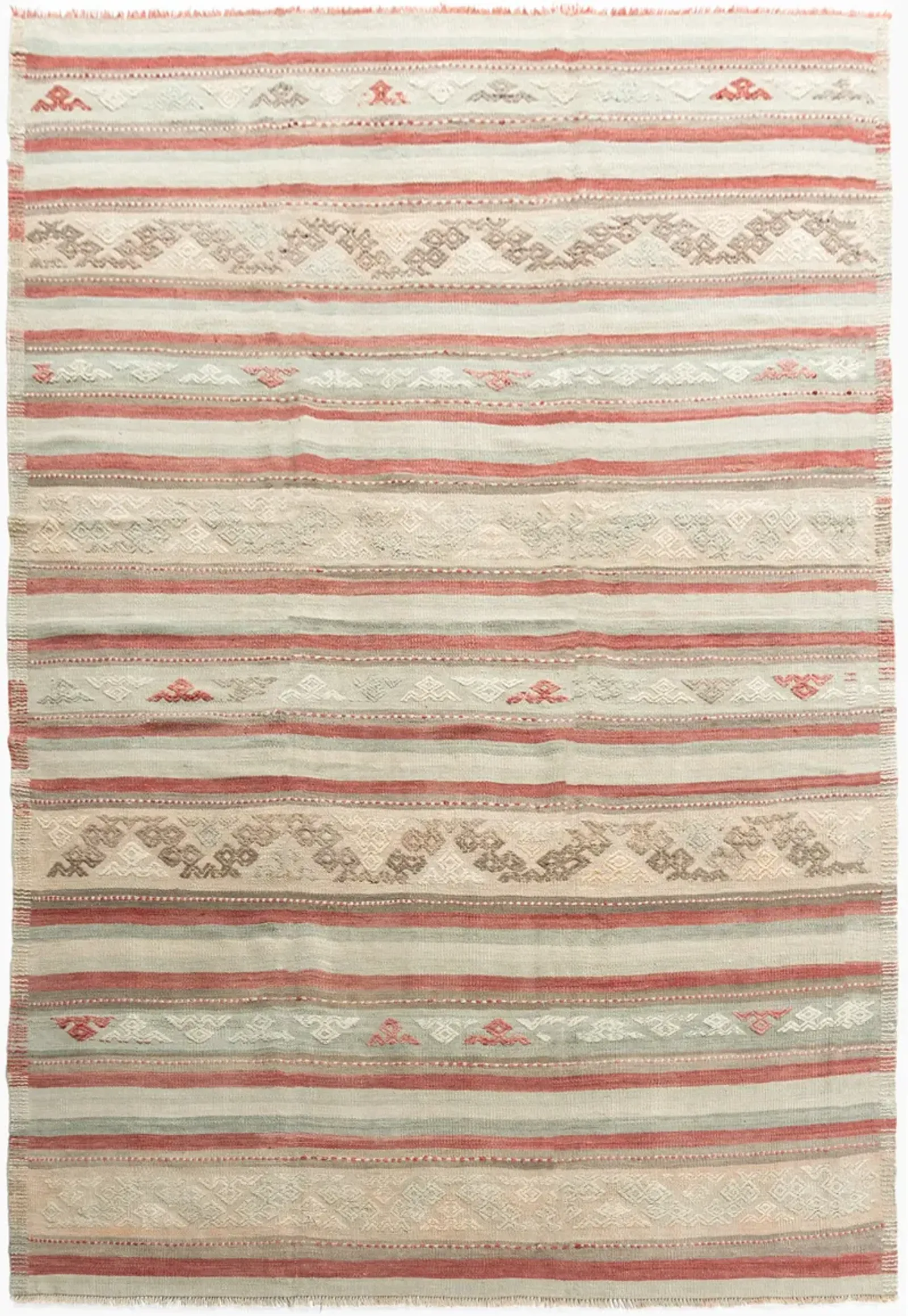 Turkish Jajim Area Rug 5' X 8'3 - Pink - Pink