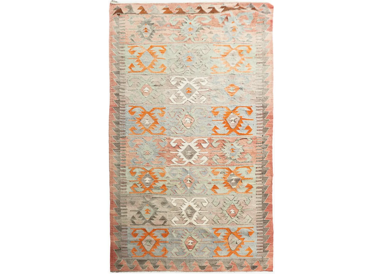 Turkish Kilim Rug Runner 5'5 X 11'2 - orange - orange