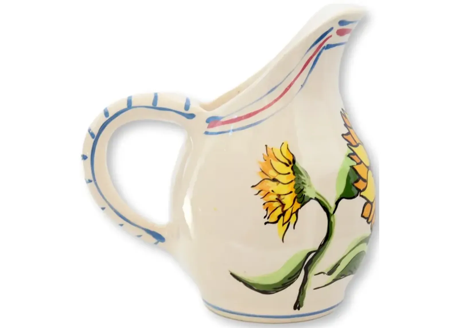 Italian Stoneware Sunflower Pitcher - The Queens Landing - Beige