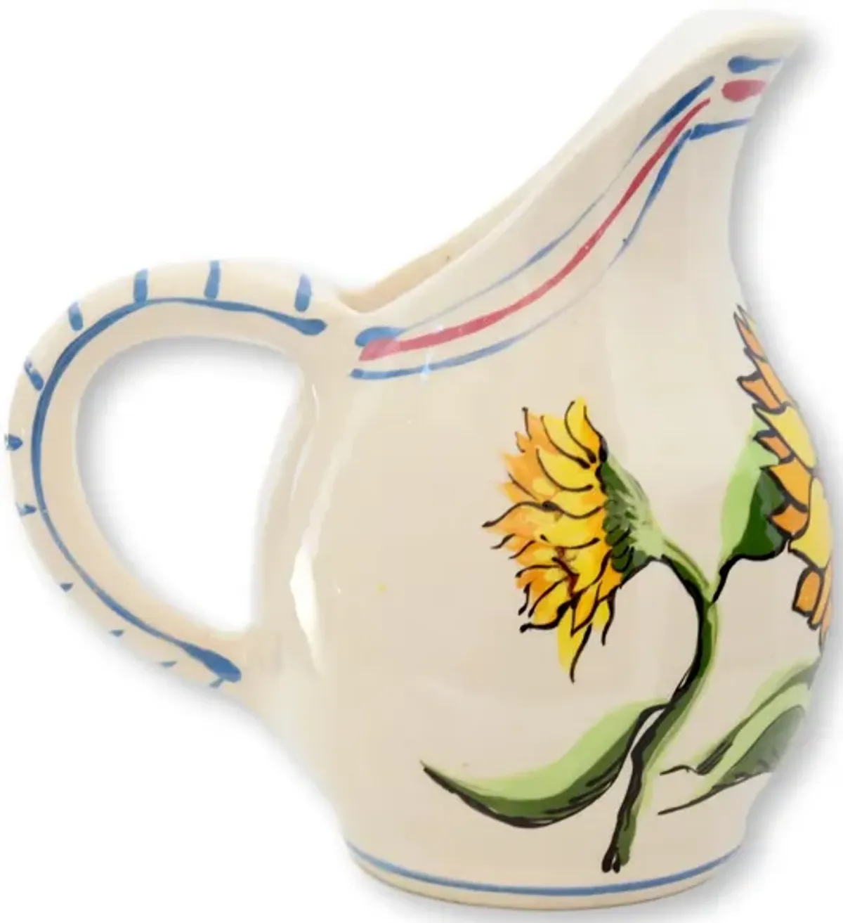 Italian Stoneware Sunflower Pitcher - The Queens Landing - Beige