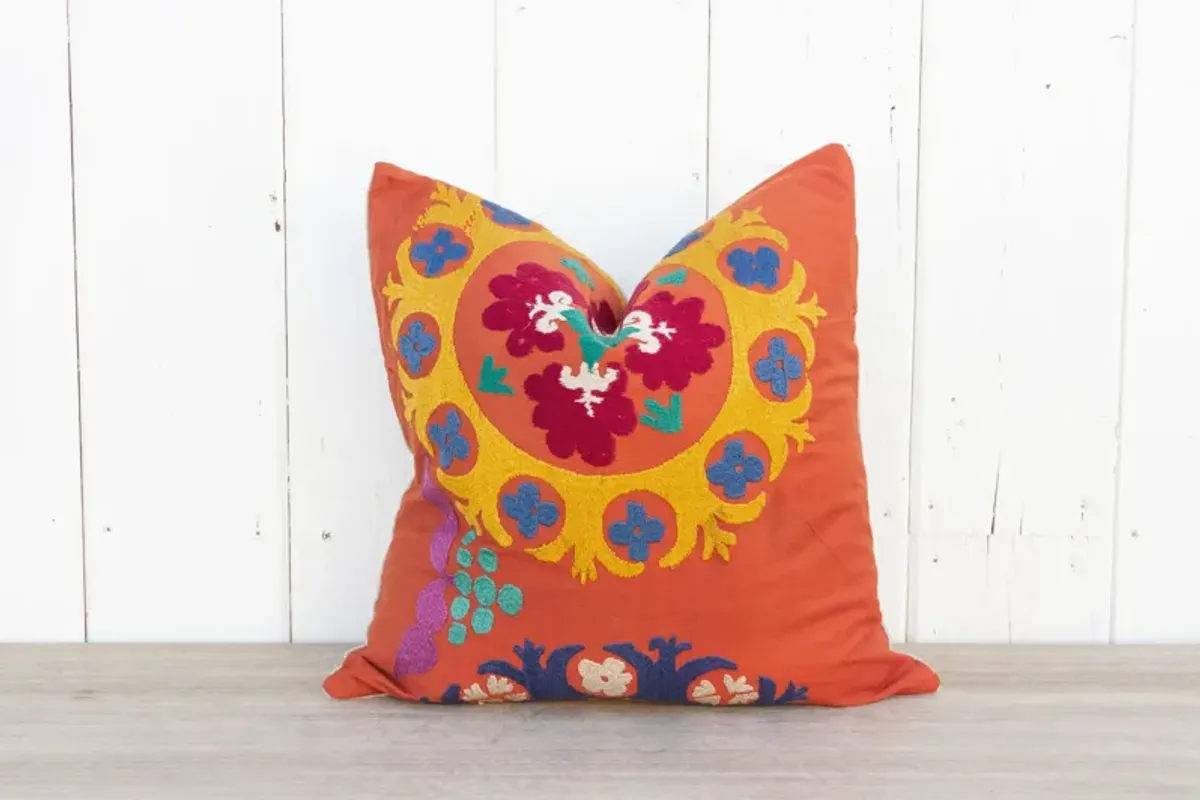 Gulnoor Vintage Suzani Square Pillow - de-cor