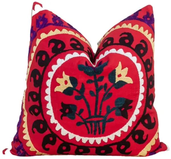 22" Ivy Large Suzani Pillow - de-cor