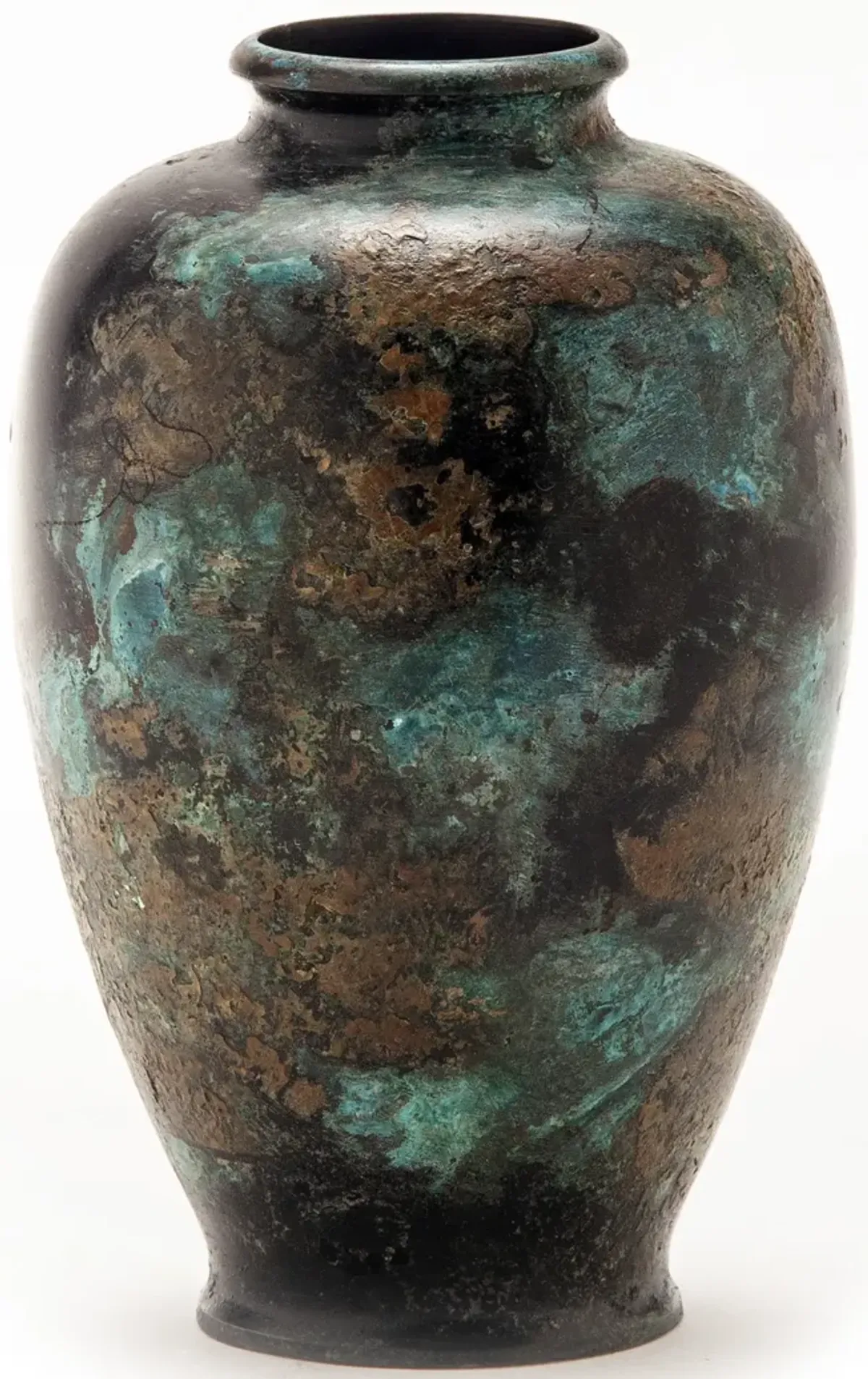 Colorful Bronze Patina Japanese Vase - Fleur de Lex Antiques - Brown