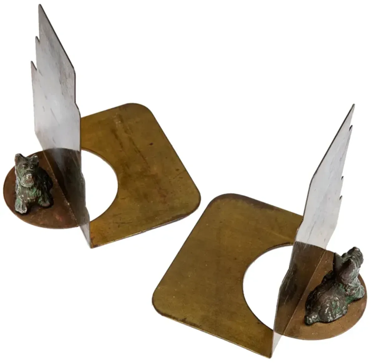 Art Deco Brass Bookends with Scotties - Fleur de Lex Antiques - Gold