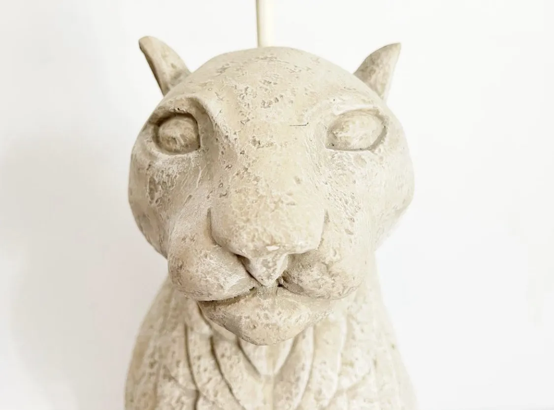 Oversize Lioness Plaster Lamp w/Shade - C the Light Interiors