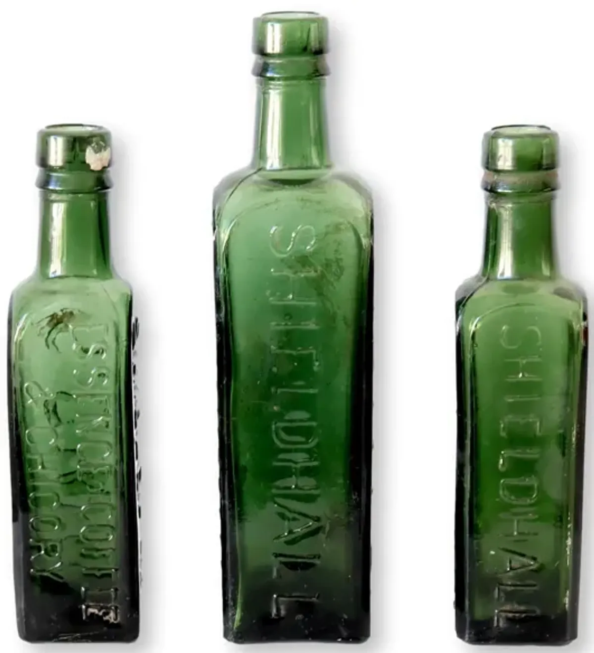 Coffee & Chicory Extract Bottles - Set of 3 - New England Mercantile - Green