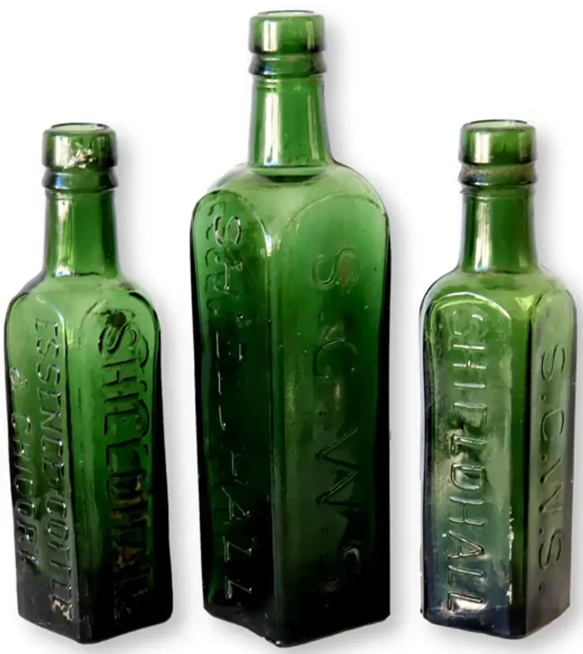 Coffee & Chicory Extract Bottles - Set of 3 - New England Mercantile - Green