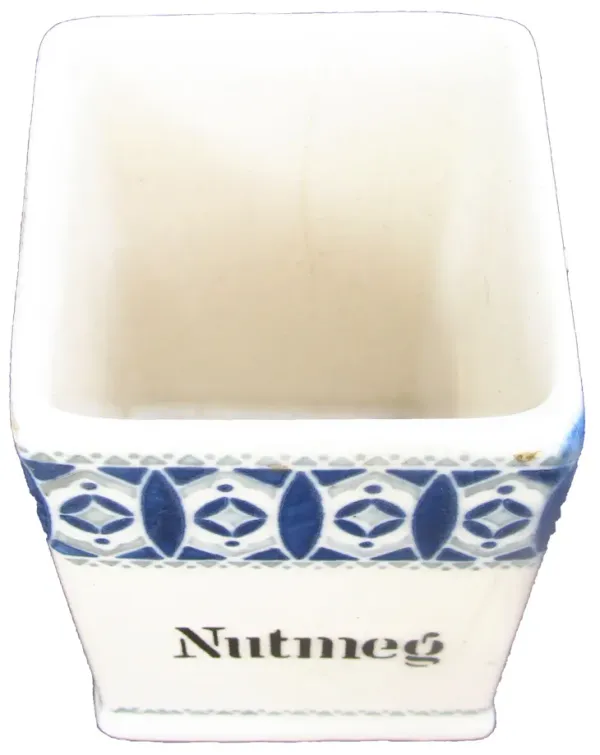 Blue & White Art Deco Spice Jars, S/4