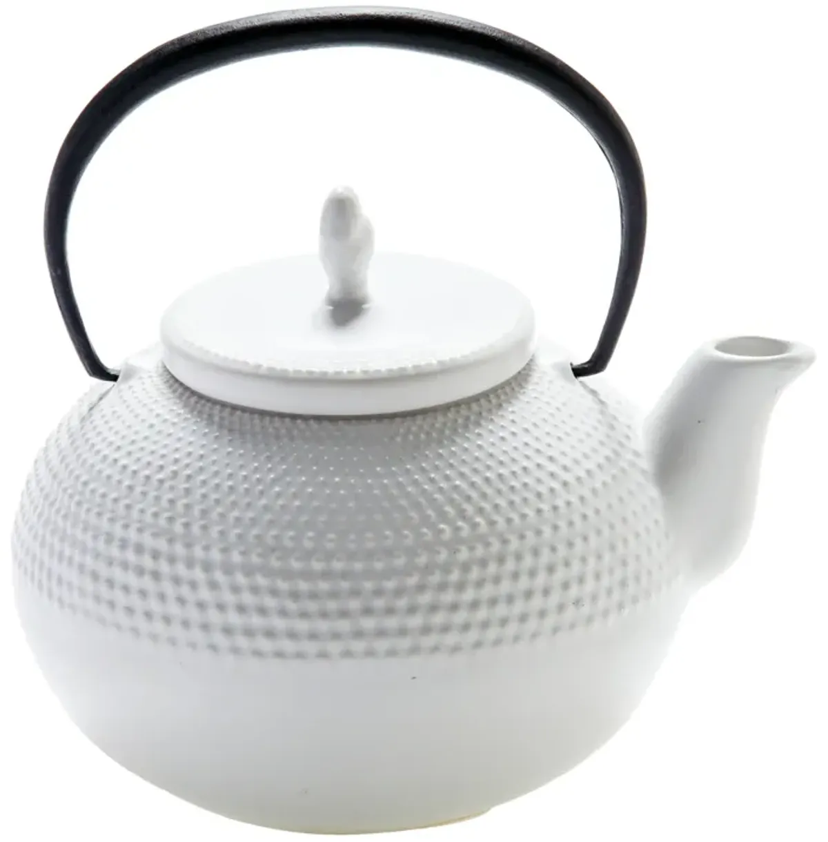 Japanese White Teapot w Iron Handle - Fleur de Lex Antiques