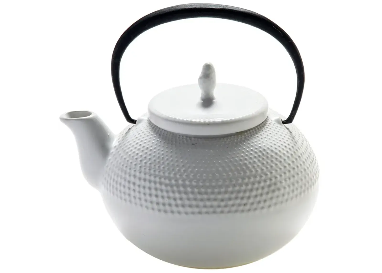 Japanese White Teapot w Iron Handle - Fleur de Lex Antiques