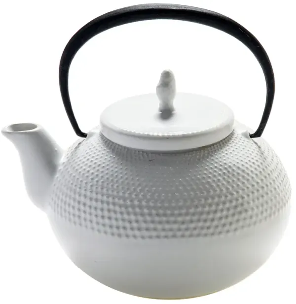 Japanese White Teapot w Iron Handle - Fleur de Lex Antiques