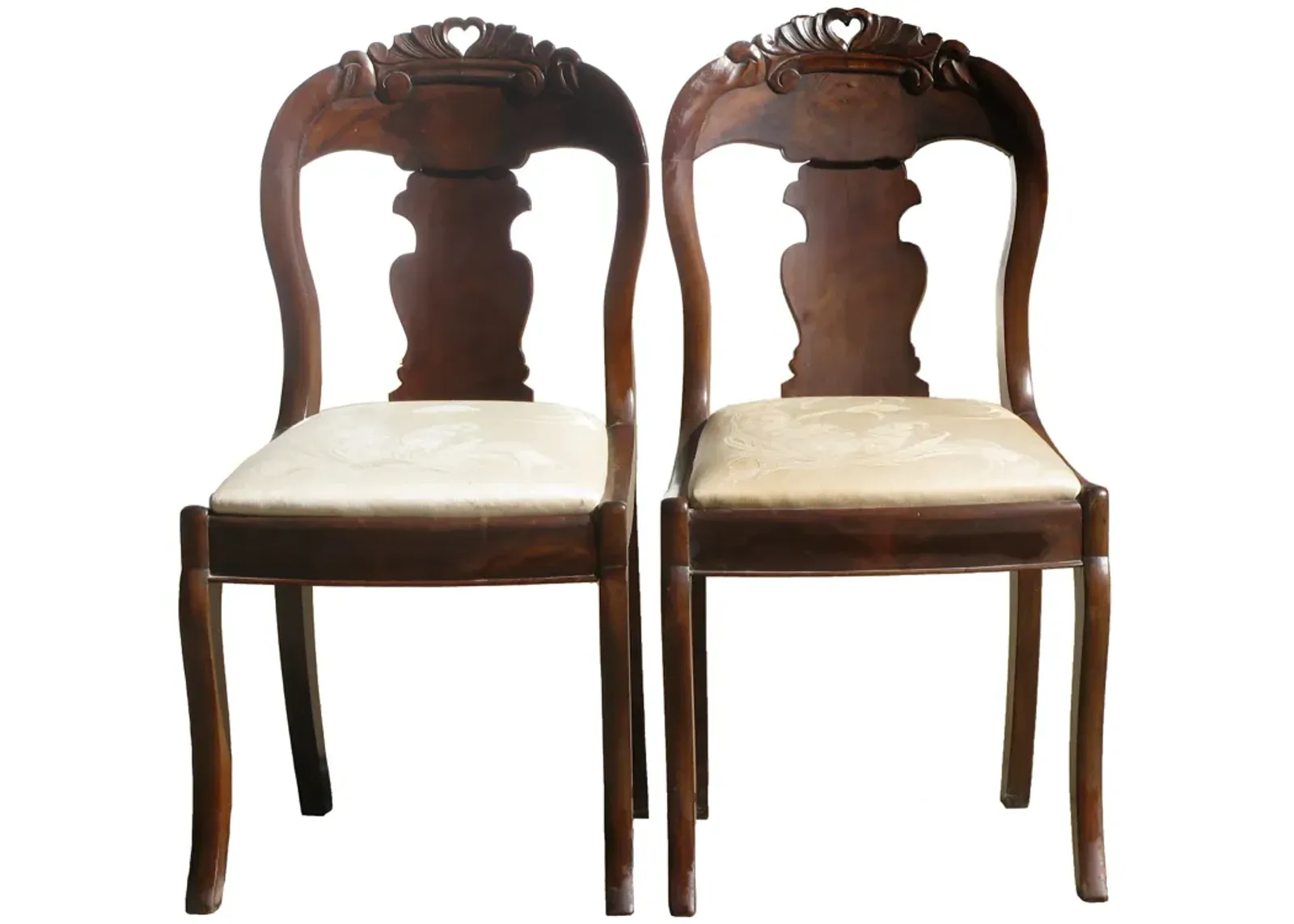 Victorian Mahogany Accent Chairs - Set of 2 - Chez Vous - brown - Curved Back, Comfortable, Durable