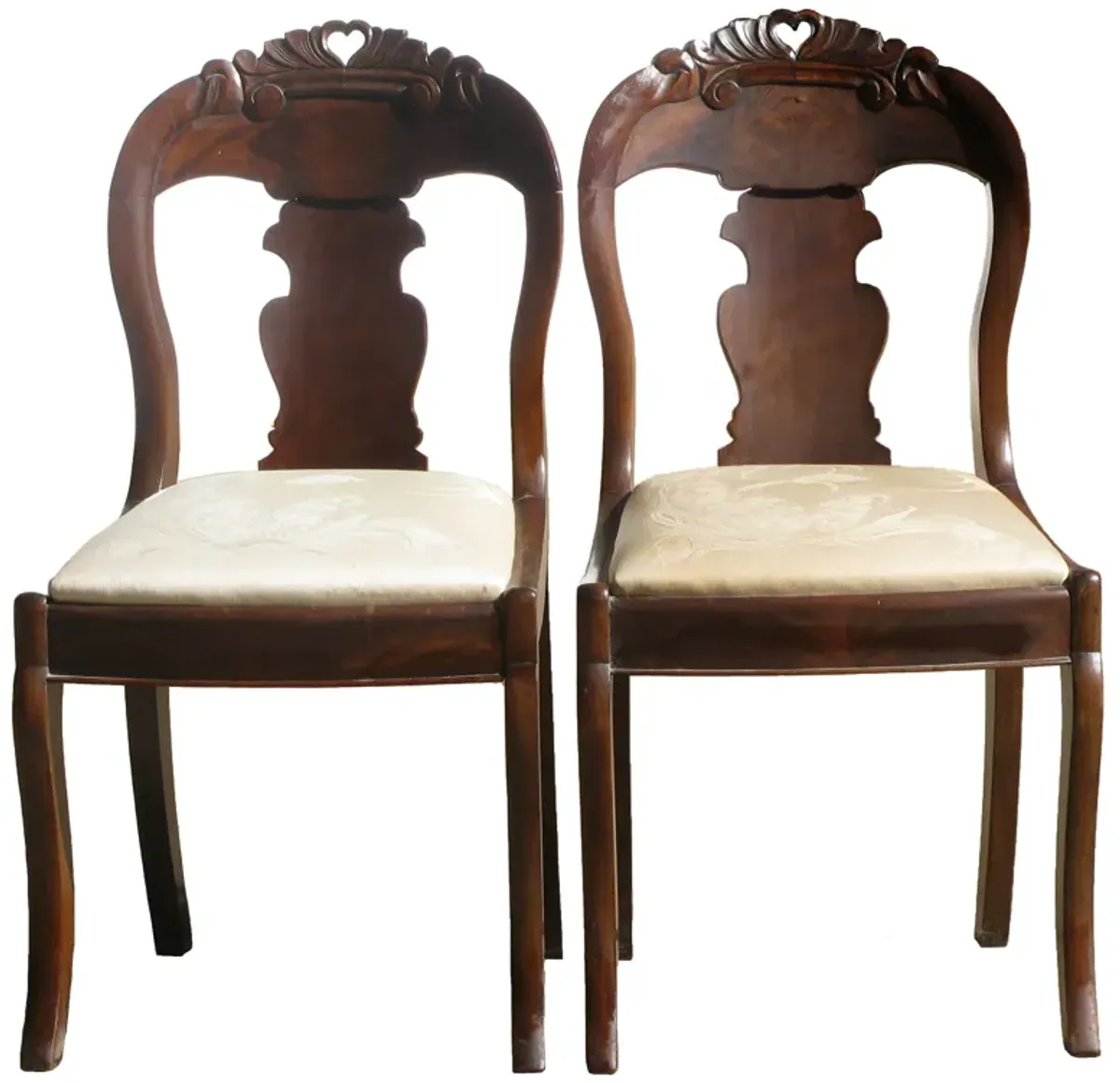 Victorian Mahogany Accent Chairs - Set of 2 - Chez Vous - brown - Curved Back, Comfortable, Durable