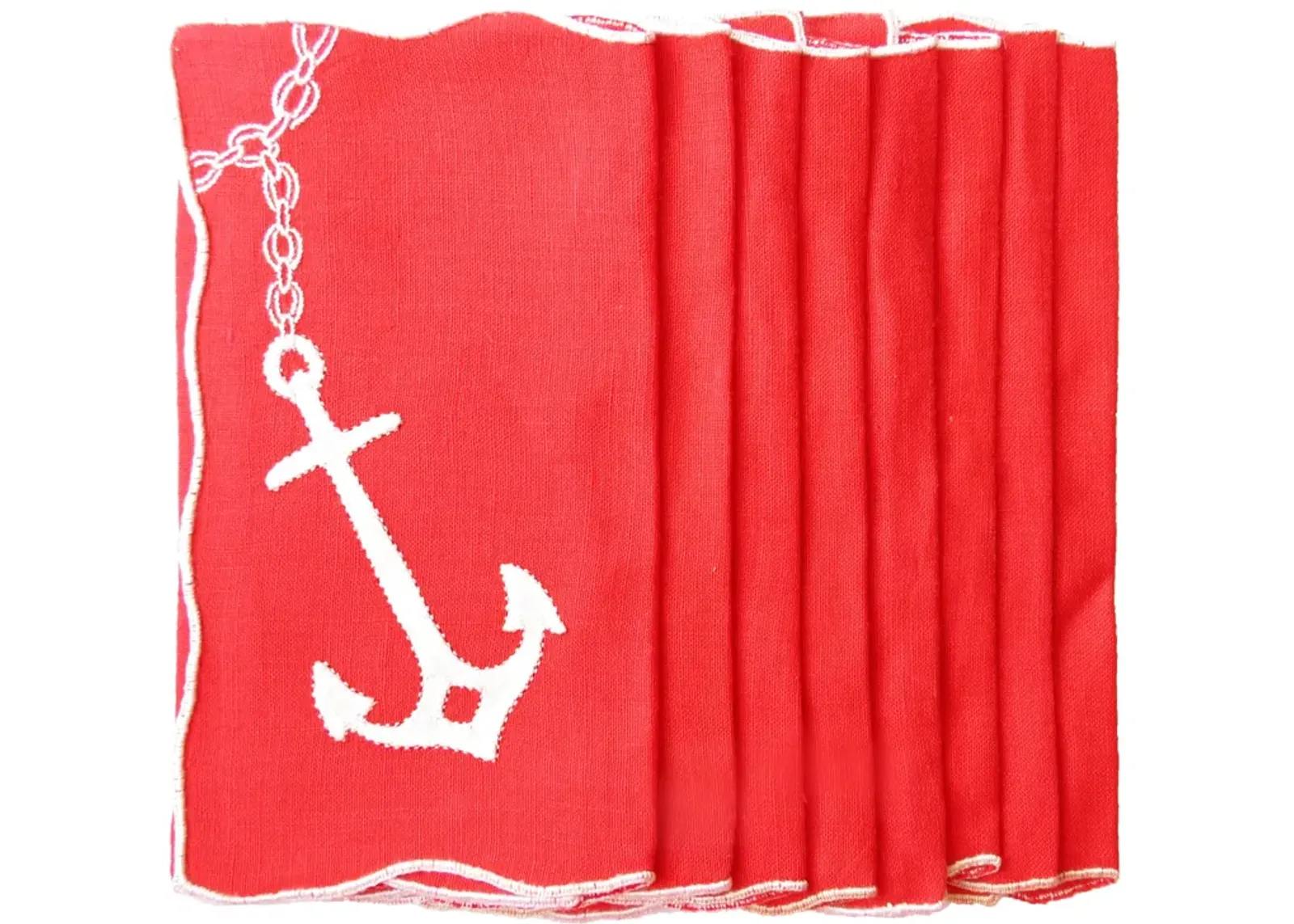 Nautical Red Cocktail Napkins - Set of 8 - Chez Vous