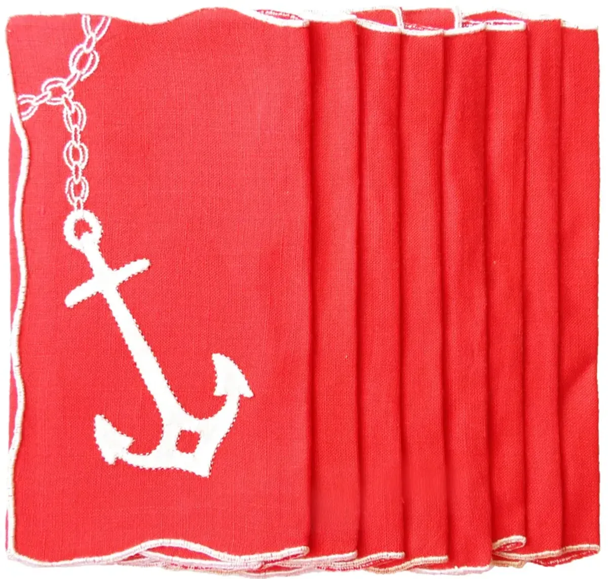 Nautical Red Cocktail Napkins - Set of 8 - Chez Vous