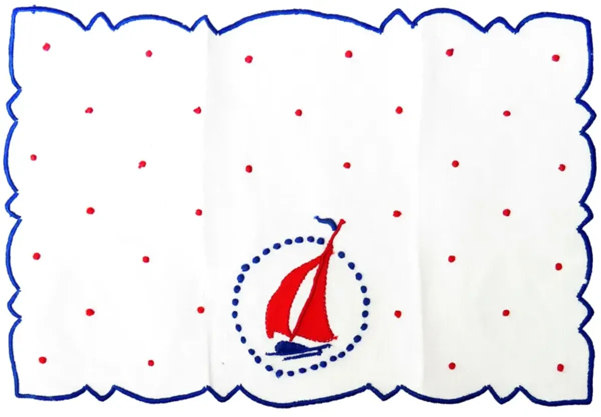 Nautical Sailboat Cocktail Napkins - Set of 8 - Chez Vous - blue