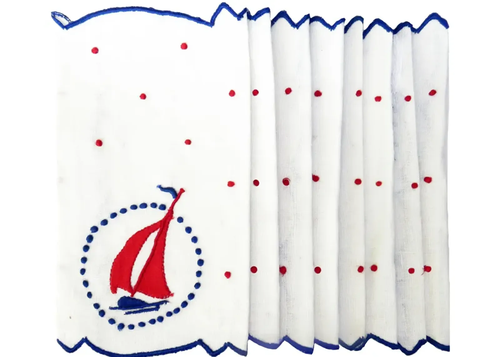 Nautical Sailboat Cocktail Napkins - Set of 8 - Chez Vous - blue