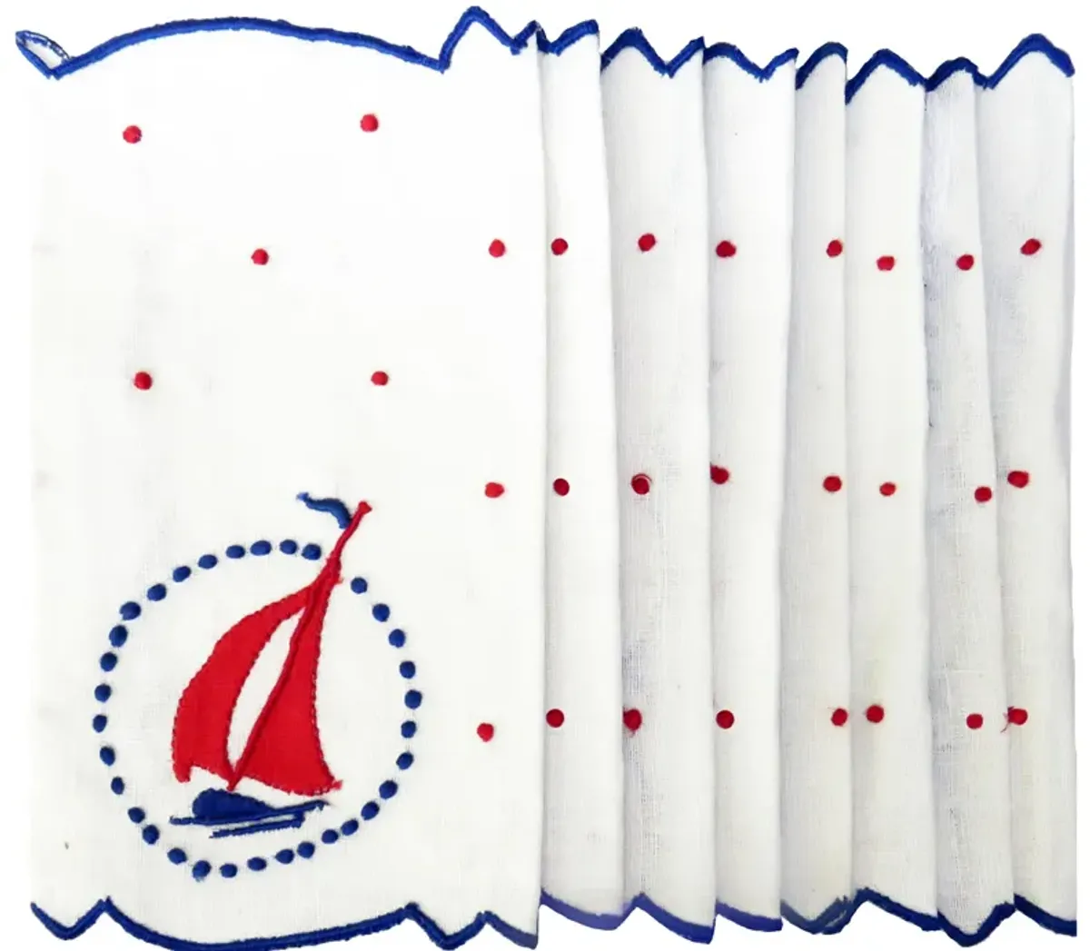 Nautical Sailboat Cocktail Napkins - Set of 8 - Chez Vous - blue