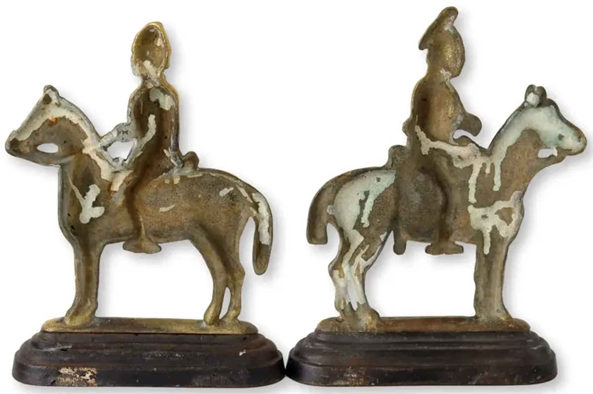 English Soldier Horsemen Doorstops - Set of 2 - Rose Victoria - Gold