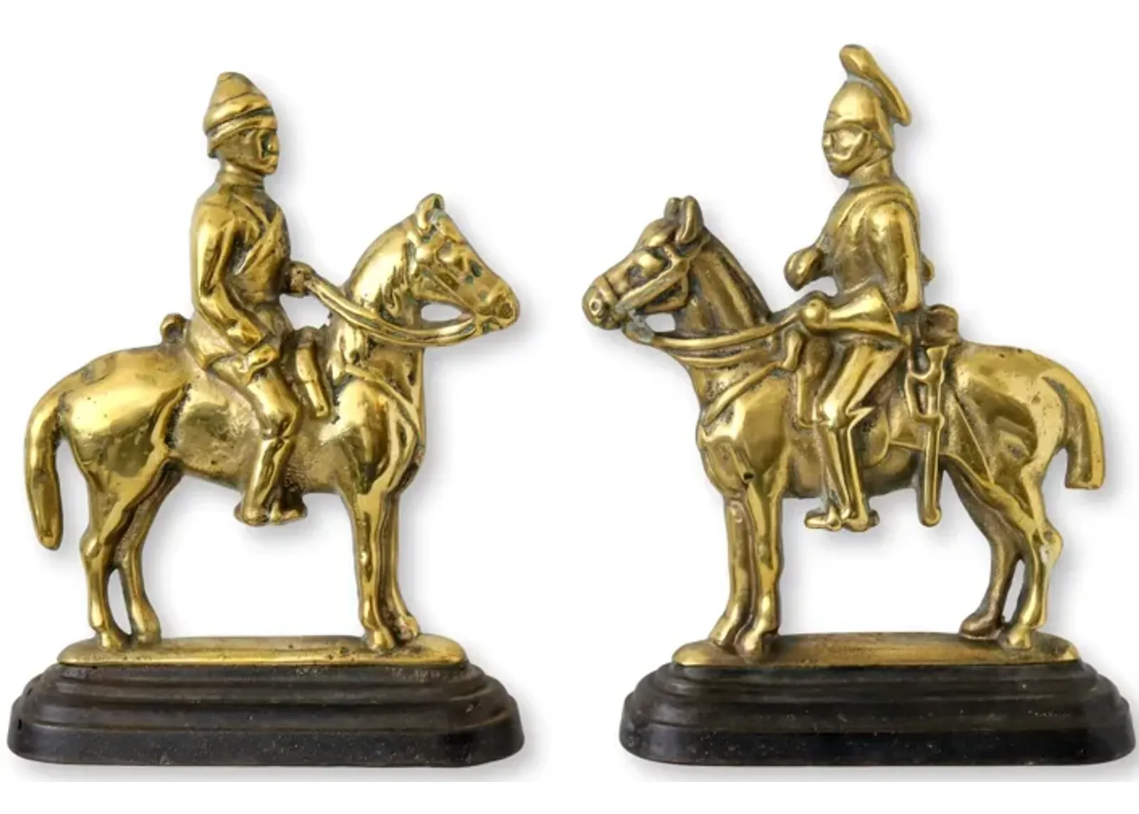 English Soldier Horsemen Doorstops - Set of 2 - Rose Victoria - Gold