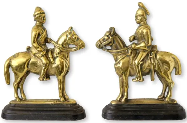English Soldier Horsemen Doorstops - Set of 2 - Rose Victoria - Gold