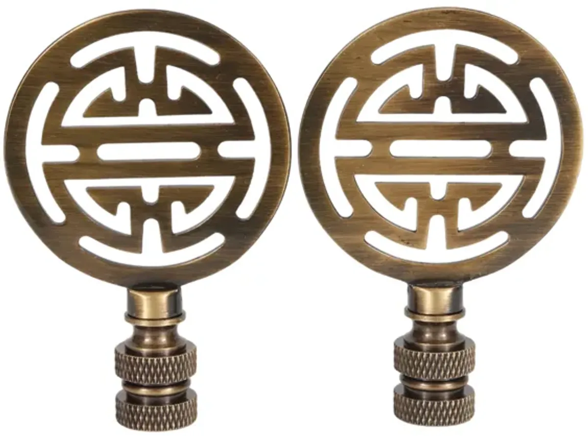 Chinoiserie Brass Lamp Finials - a Pair By Interesting Things - Gold - Fits a standard size lamp harp