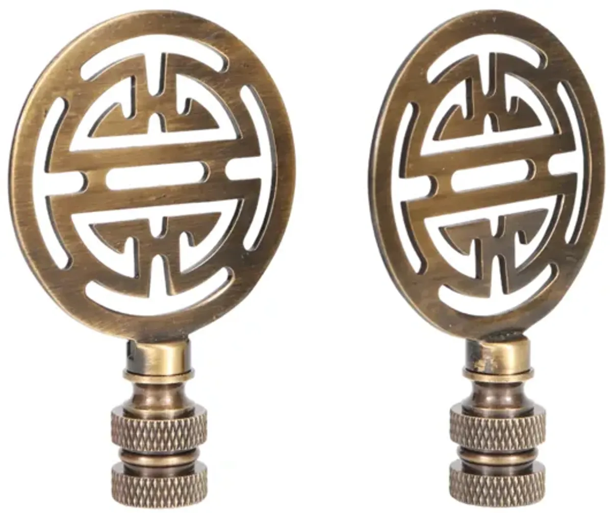 Chinoiserie Brass Lamp Finials - a Pair By Interesting Things - Gold - Fits a standard size lamp harp