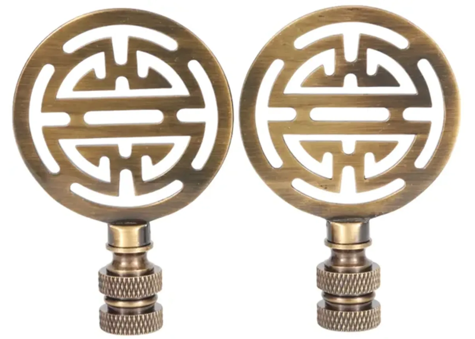 Chinoiserie Brass Lamp Finials - a Pair By Interesting Things - Gold - Fits a standard size lamp harp