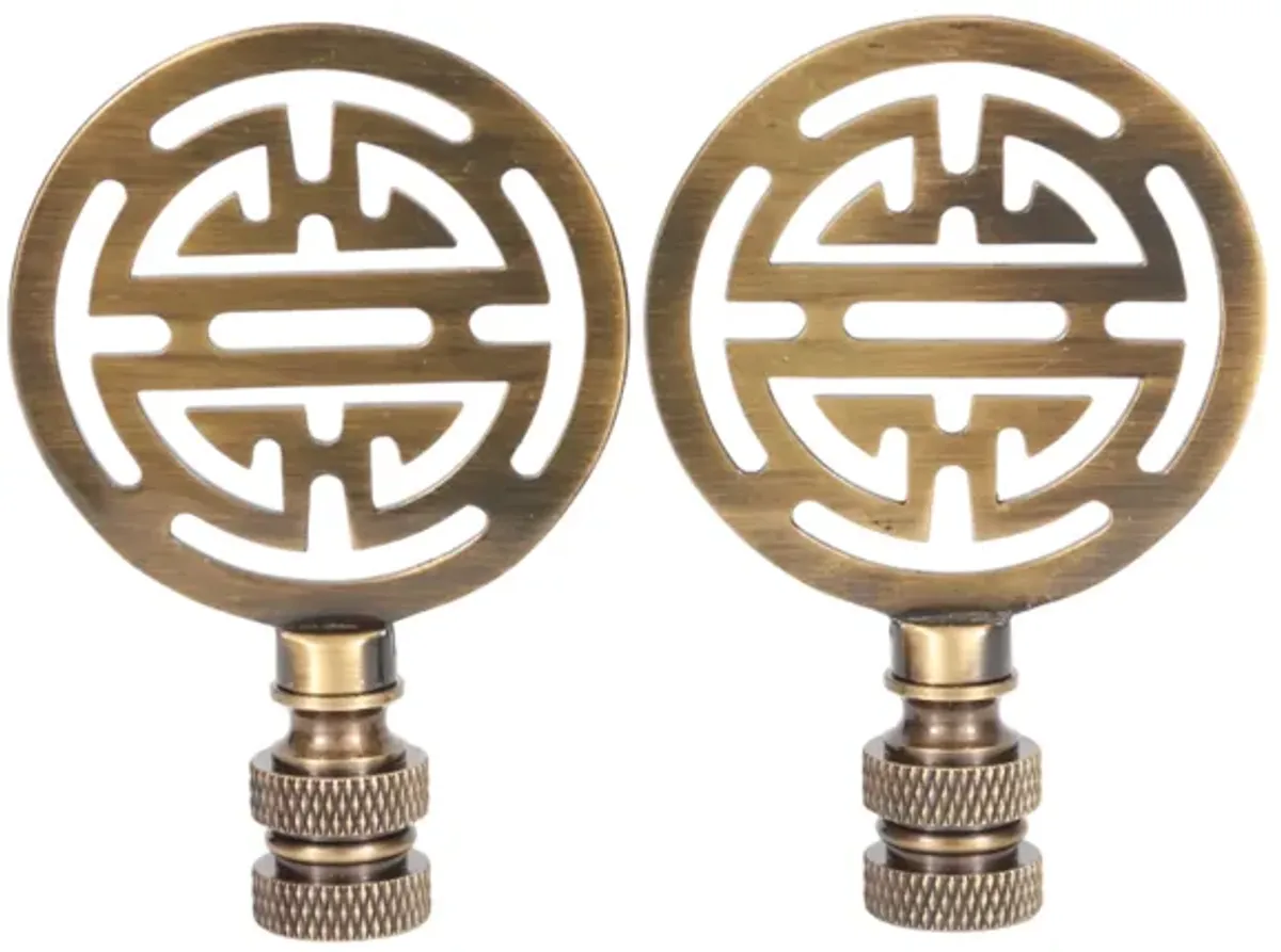 Chinoiserie Brass Lamp Finials - a Pair By Interesting Things - Gold - Fits a standard size lamp harp