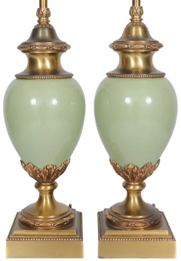 Stiffel Brass & Porcelain Lamps - a Pair - Interesting Things