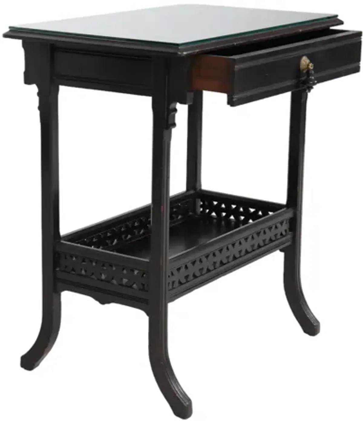 Chinoiserie Black Accent Table - Interesting Things - 26.25" L x 17" W x 29.25" H