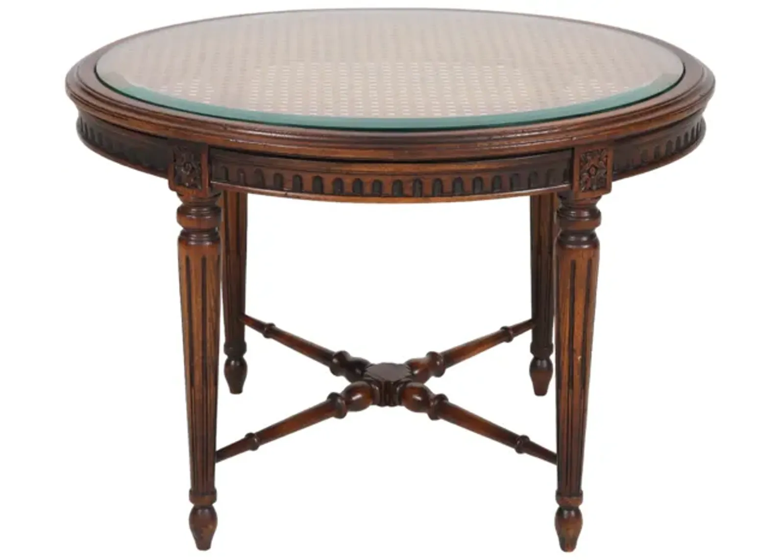 Louis XVI Style Caned Oval Accent Table - Interesting Things - Brown - 26" L x 20" W x 18.25" H