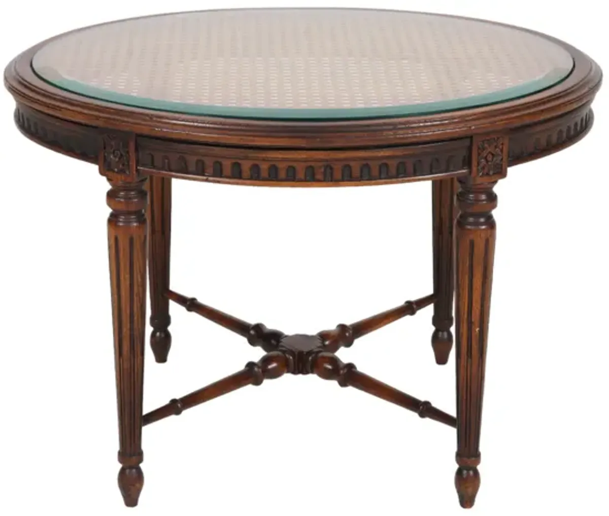 Louis XVI Style Caned Oval Accent Table - Interesting Things - Brown - 26" L x 20" W x 18.25" H