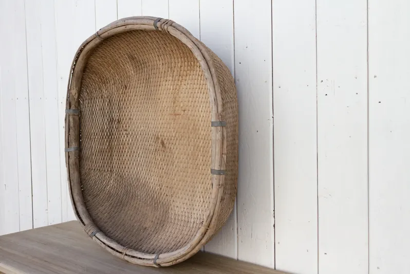 Antique Farmhouse Harvesting Basket - de-cor - Brown