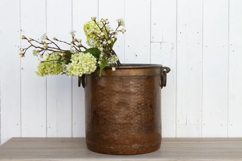 Antique Copper And Brass Indian Pot - de-cor - Brown