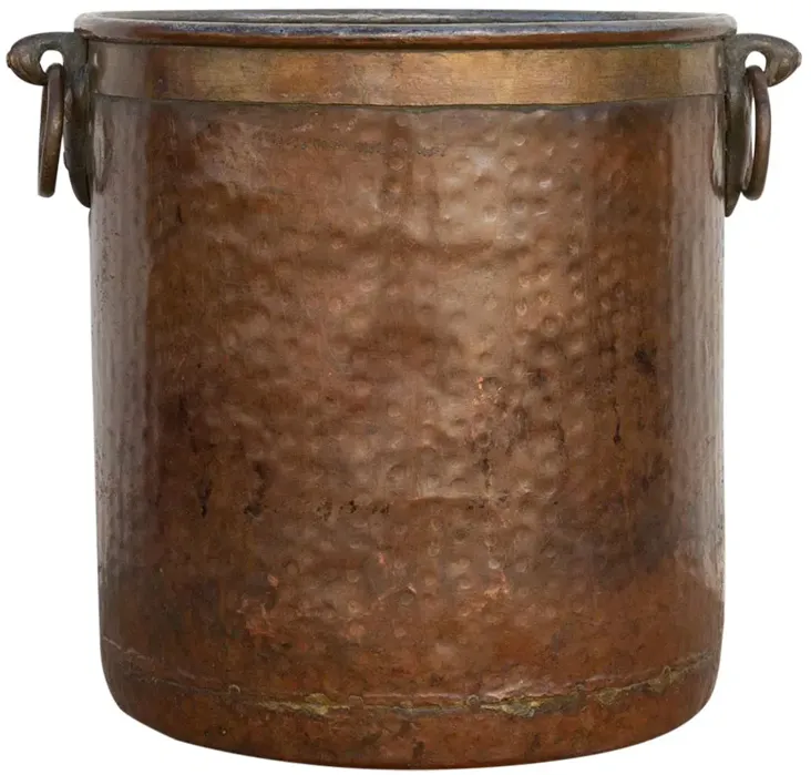 Antique Copper And Brass Indian Pot - de-cor - Brown