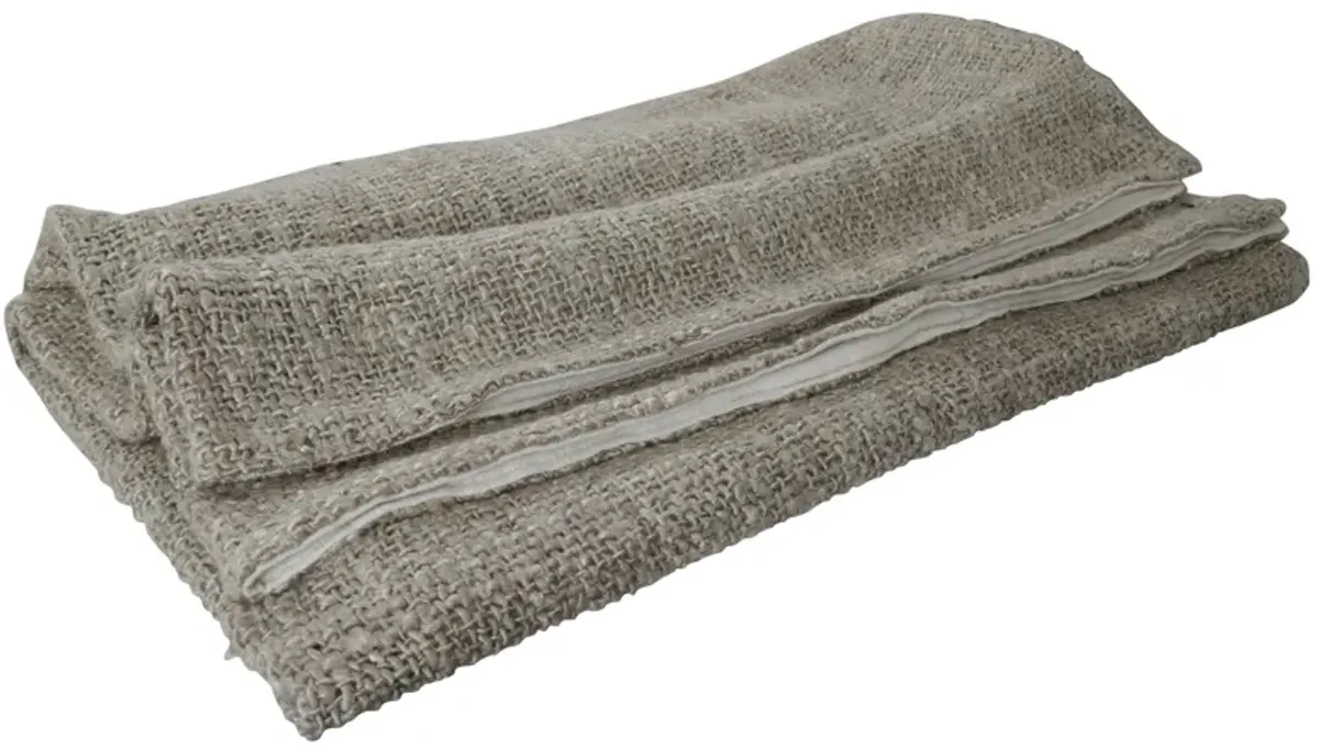 Italian Camel Basket Weave & Linen Throw - Beige