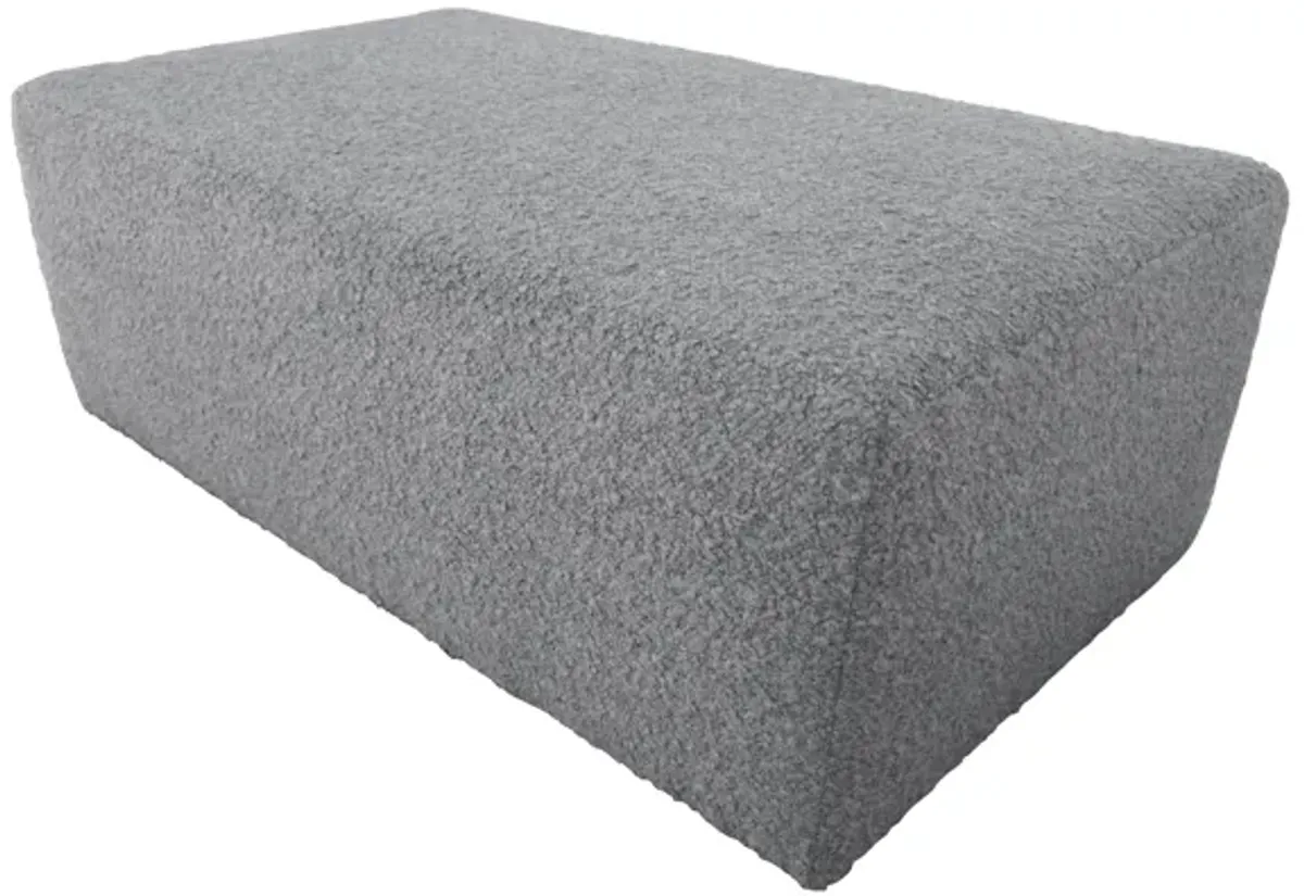 Luxe Fog Gray Shearling Cocktail Ottoman