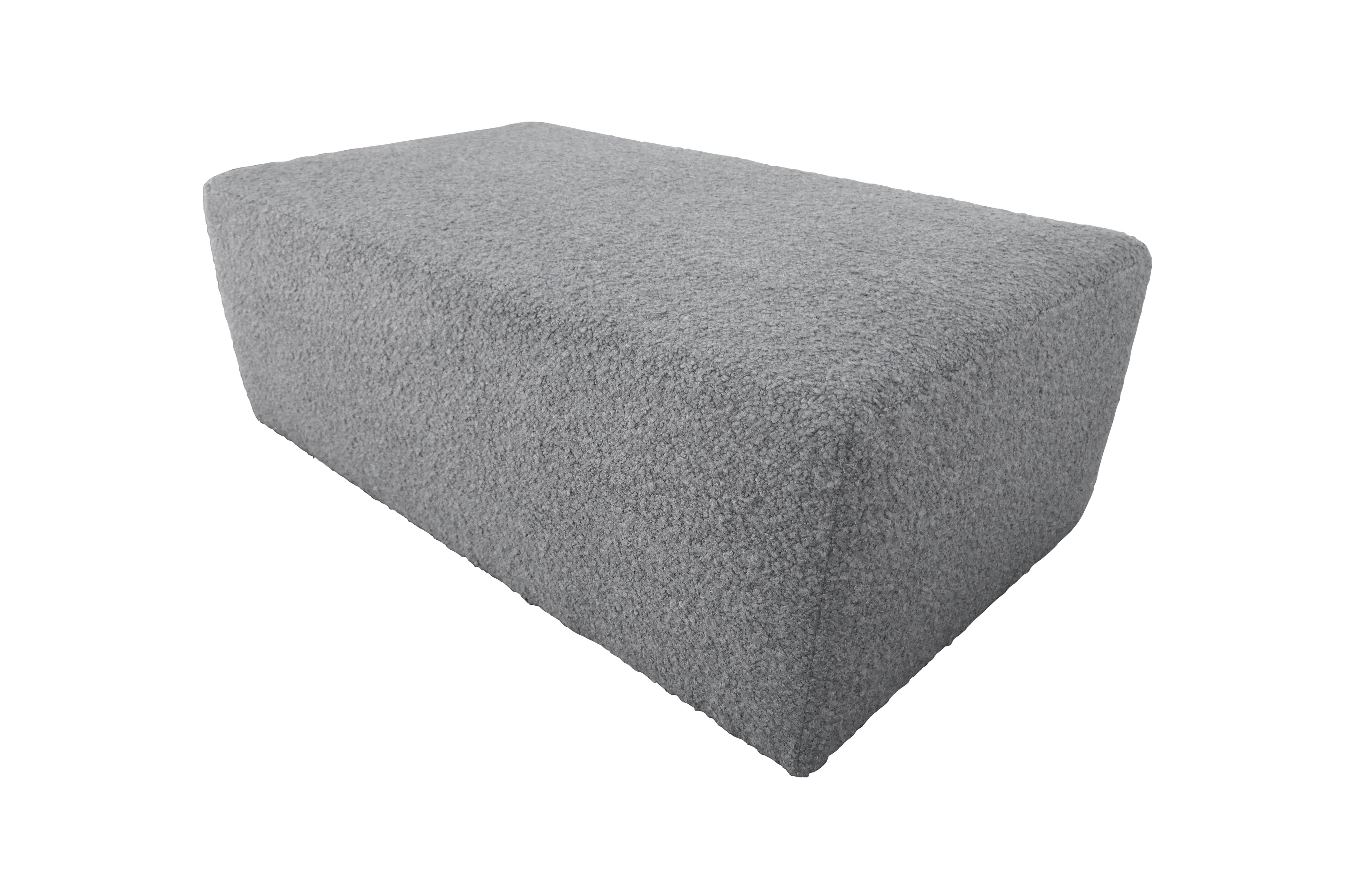 Luxe Fog Gray Shearling Cocktail Ottoman