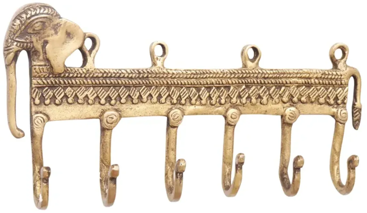 Large Bohemian Brass Elephant Wall Hooks - Interesting Things - Gold