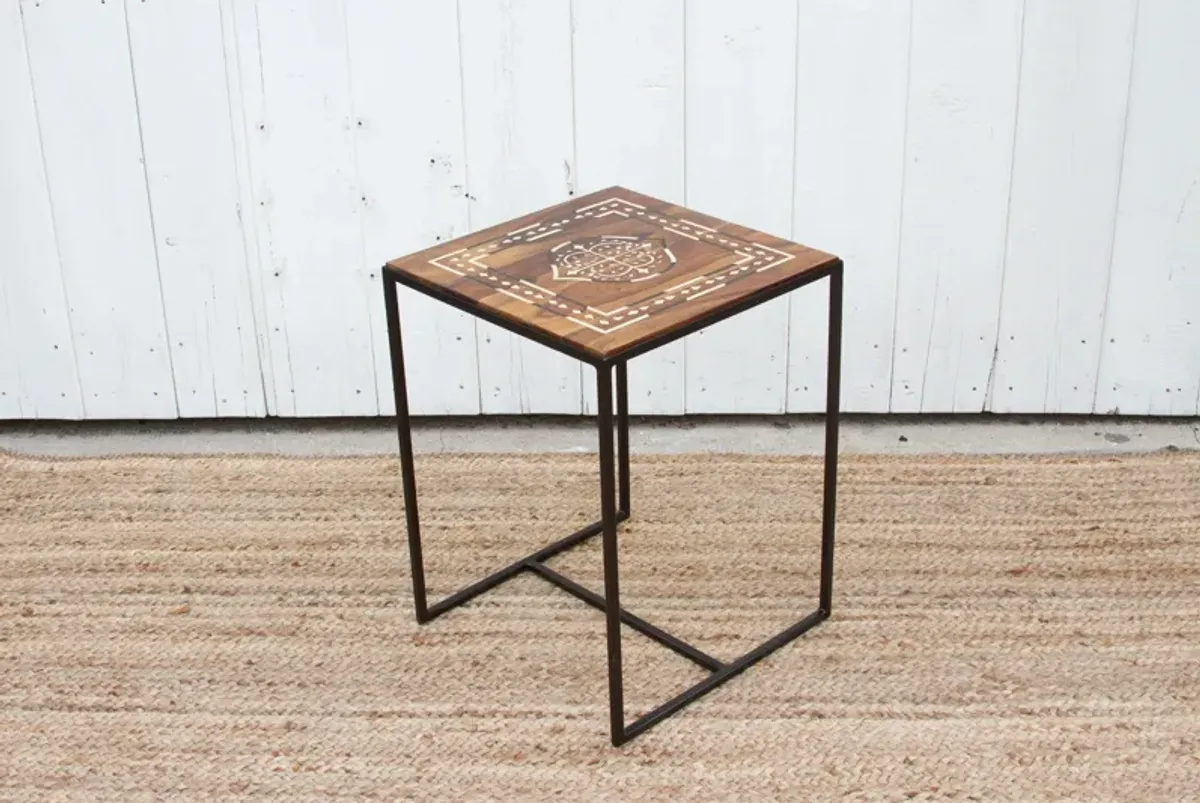 Sleek Inlay End Table - de-cor - Brown