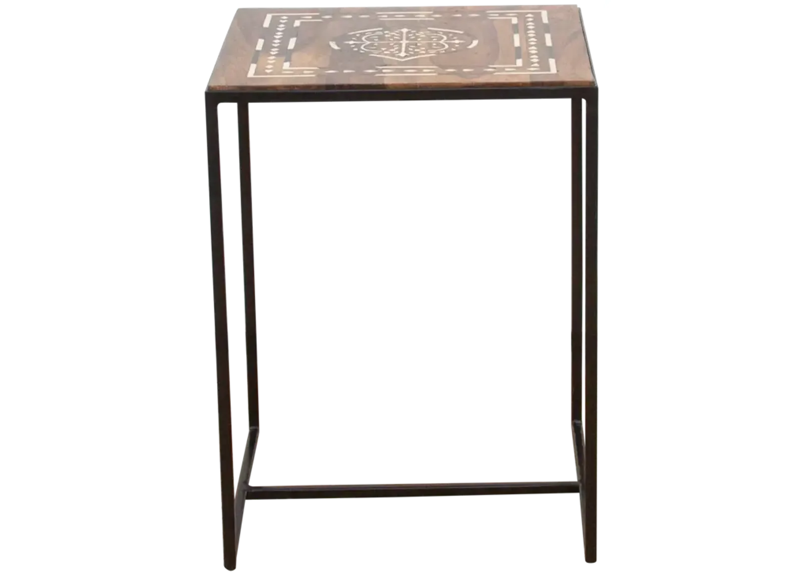 Sleek Inlay End Table - de-cor - Brown