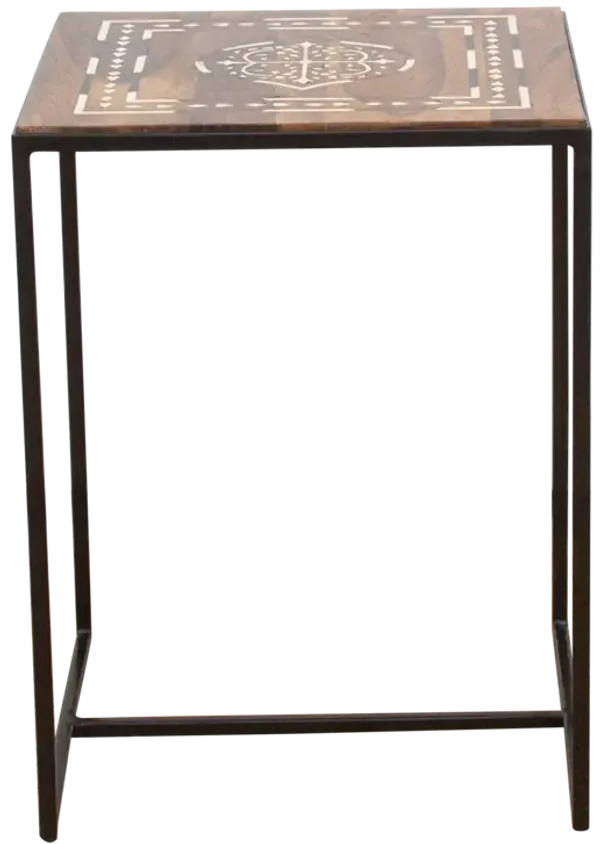 Sleek Inlay End Table - de-cor - Brown