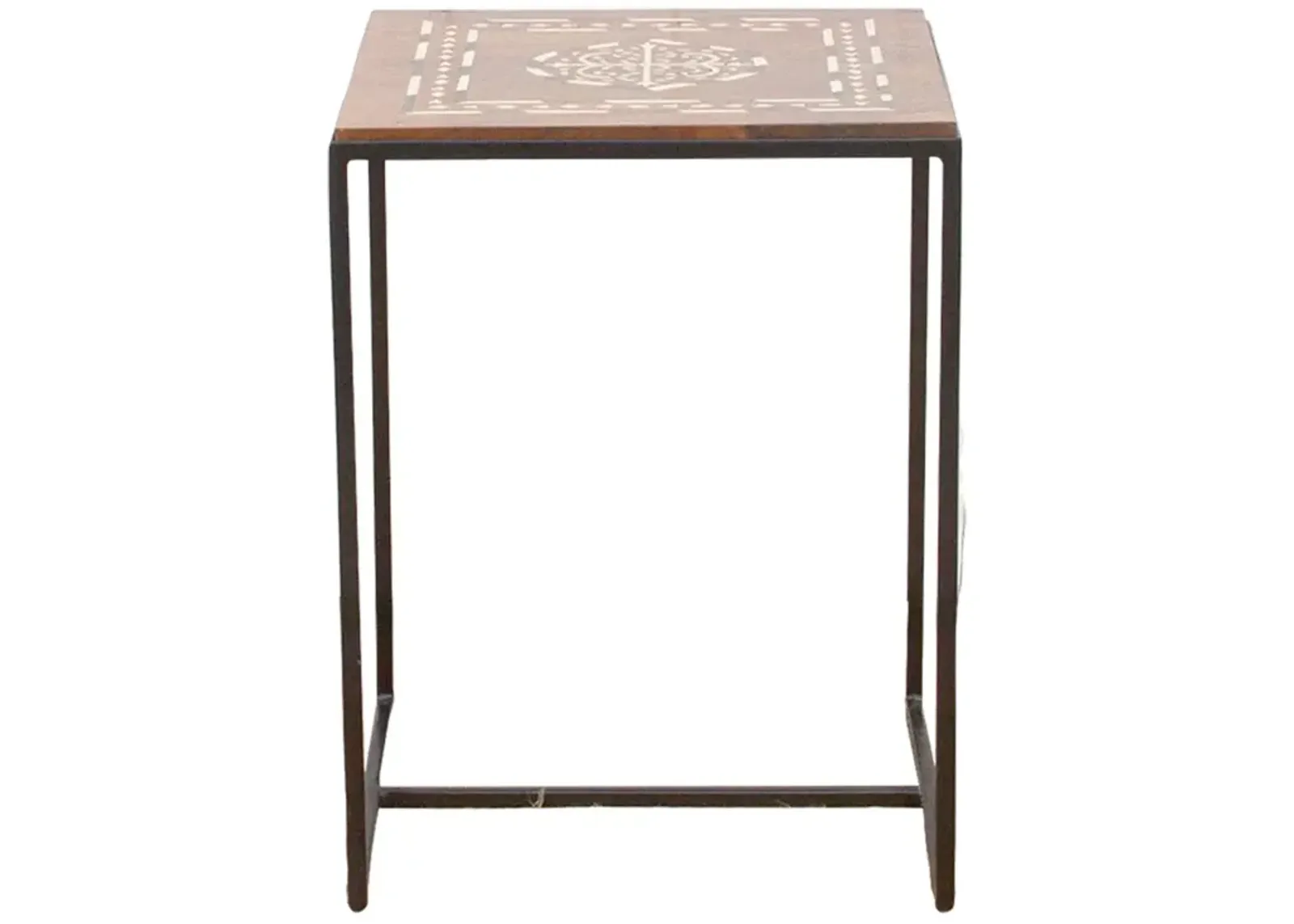 Small Inlay Top End Table - de-cor - Brown