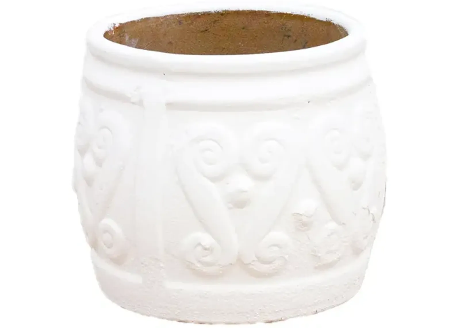 White Terracota Engraved Thai Outdoor Planter - de-cor - 16" l x 16" w x 13.5" h