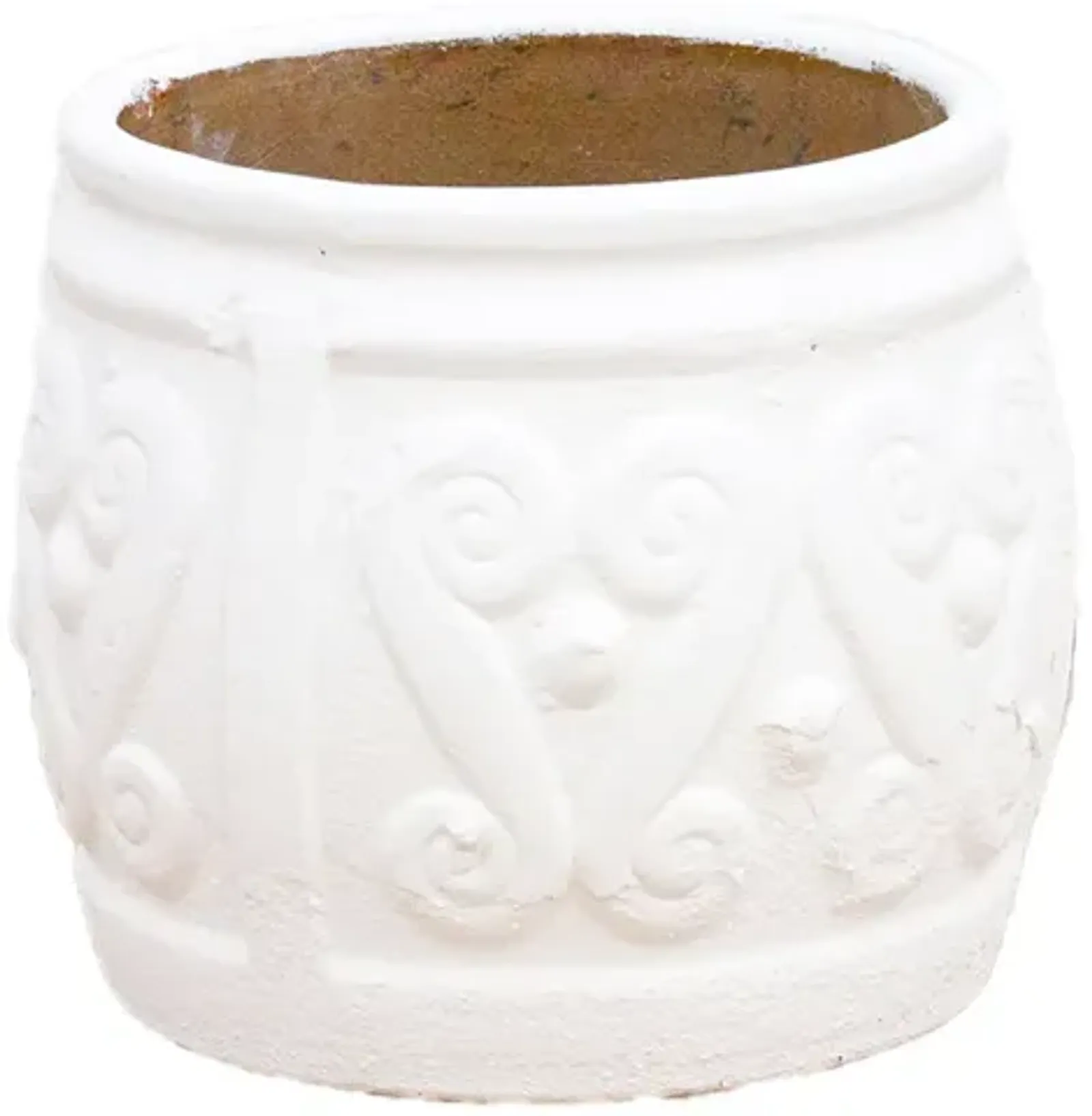 White Terracota Engraved Thai Outdoor Planter - de-cor - 16" l x 16" w x 13.5" h