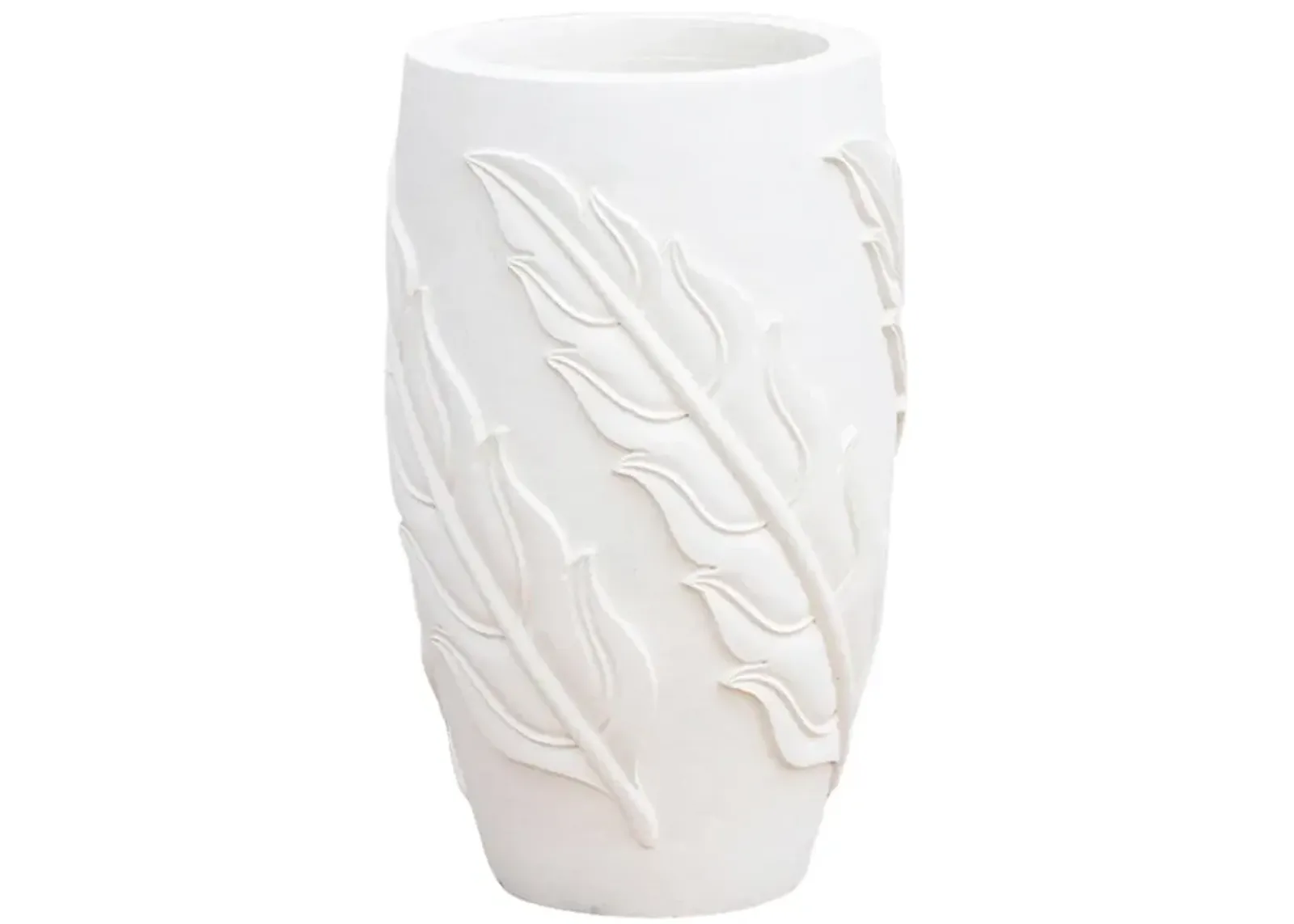 Beautifully Carved Stone Outdoor Planter - de-cor - Handcrafted - White - 15.5" l x 15.5" w x 25" h