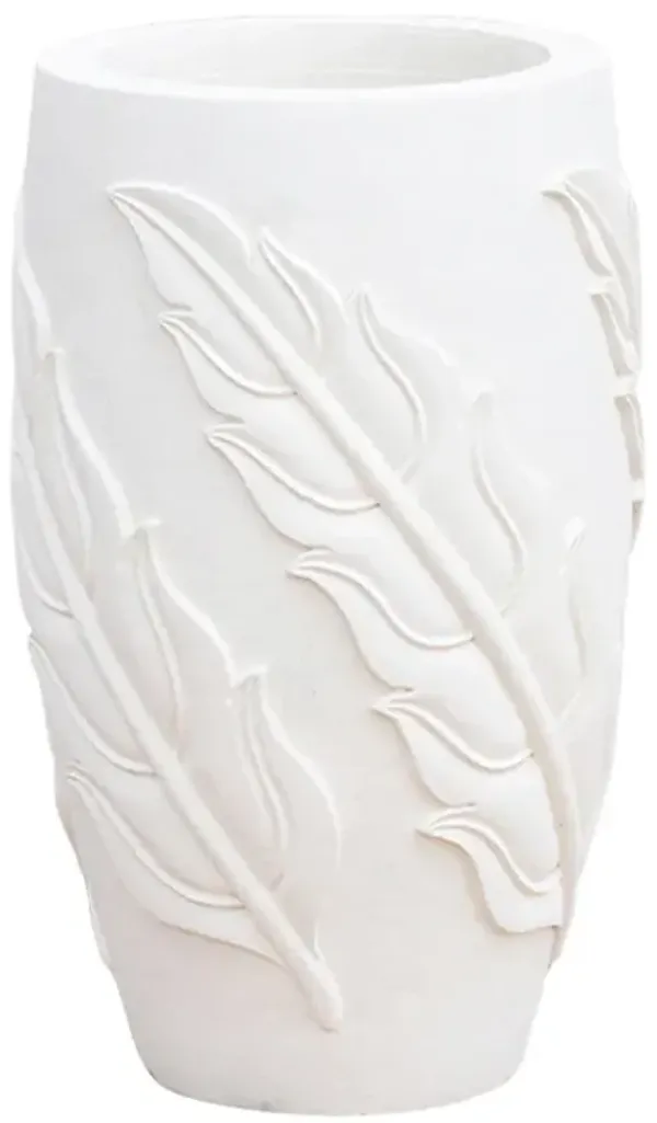 Beautifully Carved Stone Outdoor Planter - de-cor - Handcrafted - White - 15.5" l x 15.5" w x 25" h